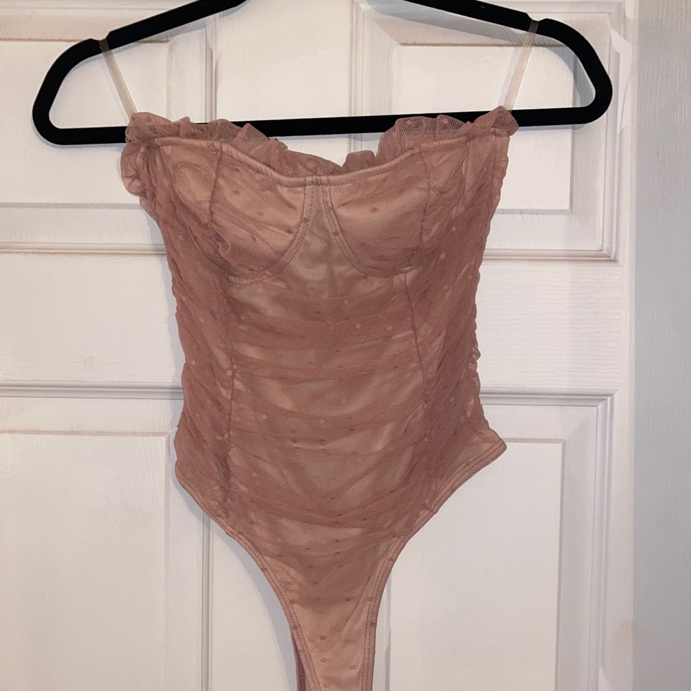 Fashion Nova Light Pink Ruched Bodysuit